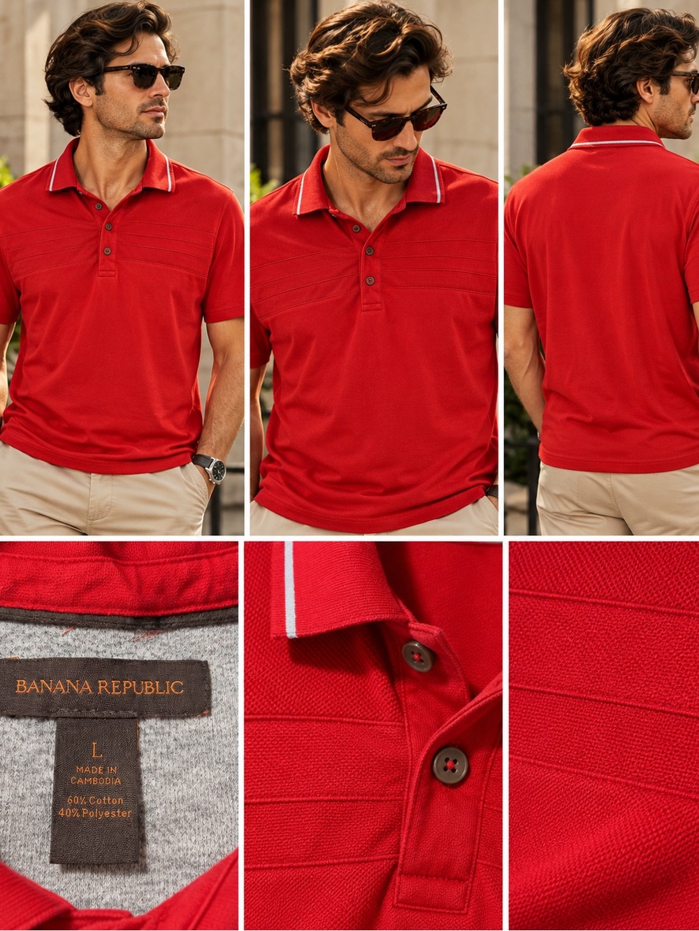 Banana Republic Men’s Red Polo with Contrast Trim